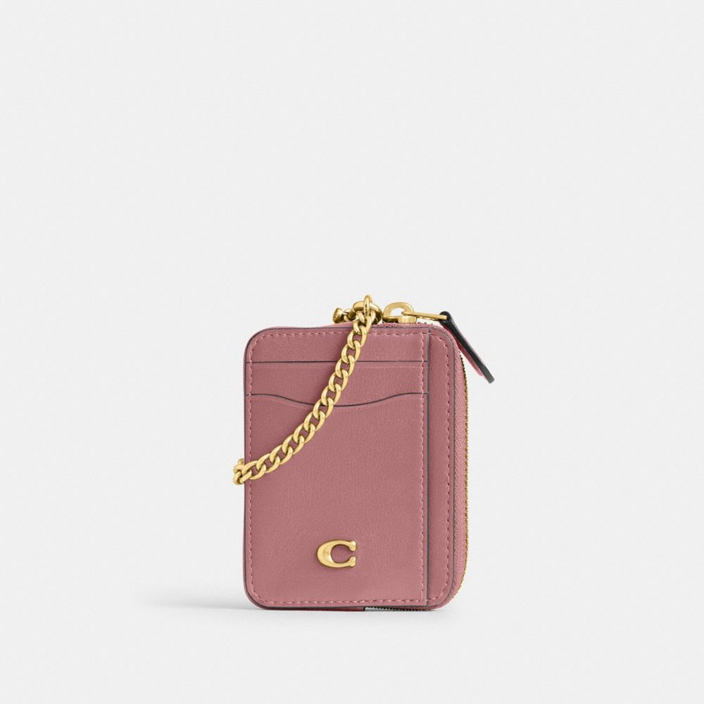 Coach Essential Chain Card Case In Purple