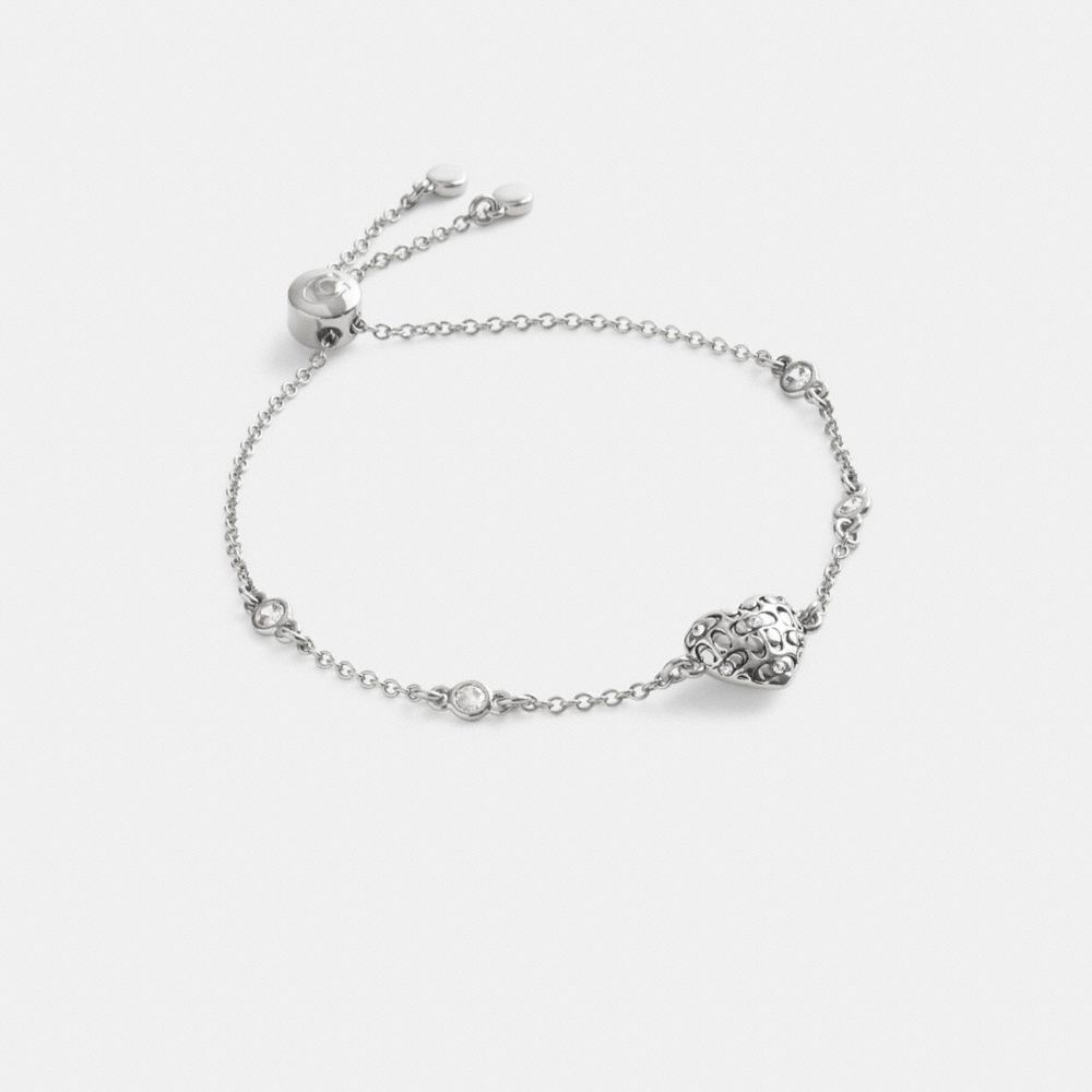 COACH QUILTED SIGNATURE HEART SLIDER BRACELET 