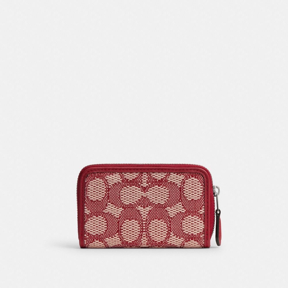 COACH®,Essential Small Zip Around Card Case In Signature Jacquard,,Back View