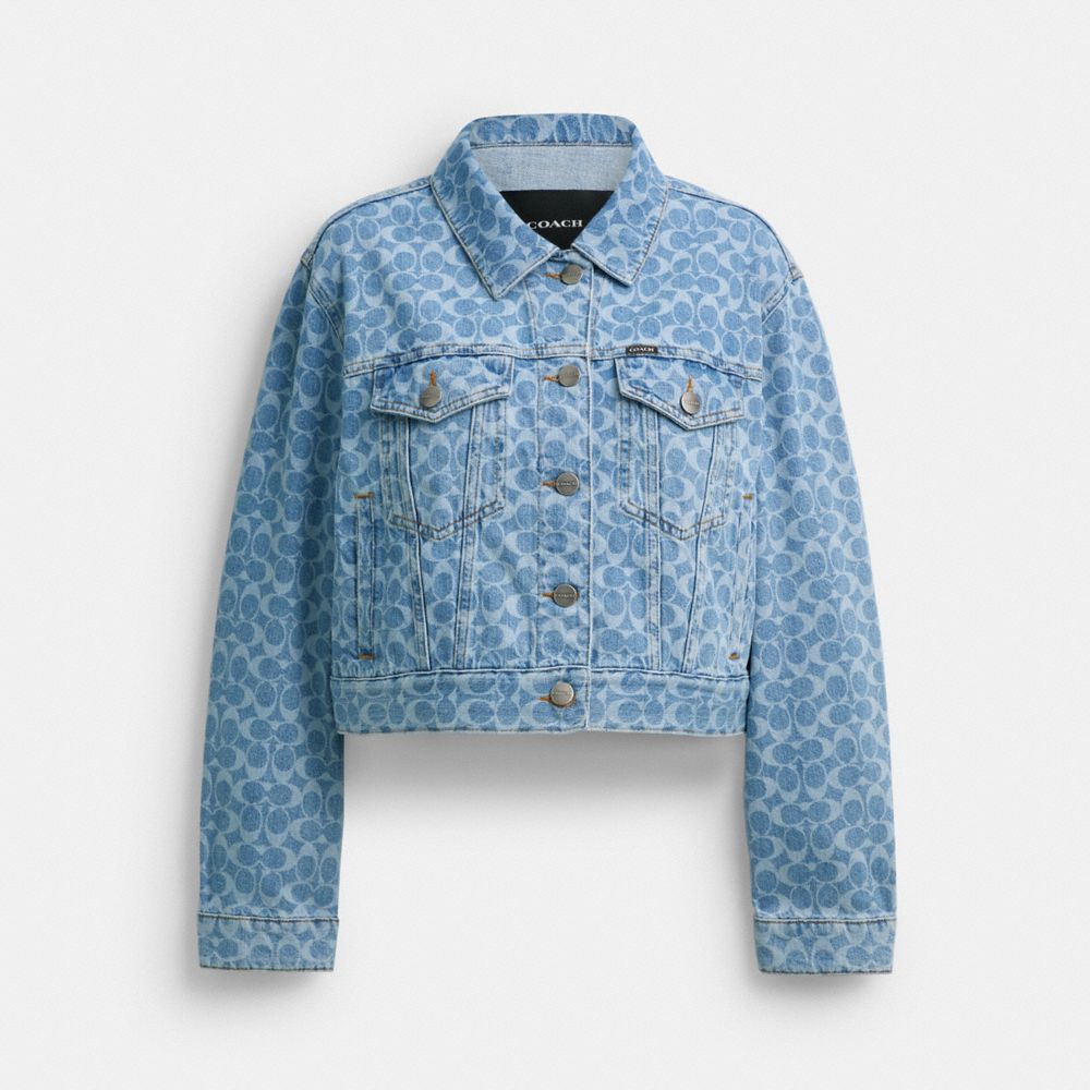 COACH®,Signature Denim Jacket,Blue,Front View image number 0