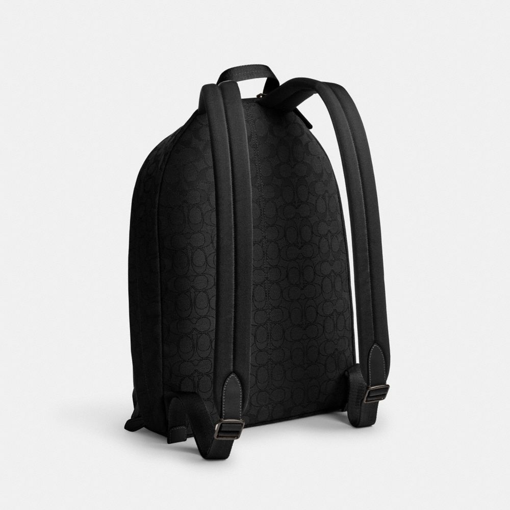 COACH®,Hall Backpack In Signature Jacquard,Cotton,Backpack,Adjustable,Casual,Black,Angle View