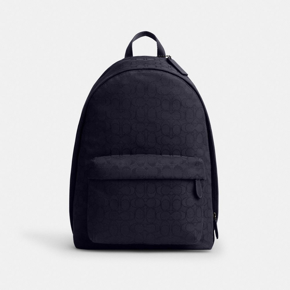 Midnight Navy Hall Backpack In Signature Jacquard