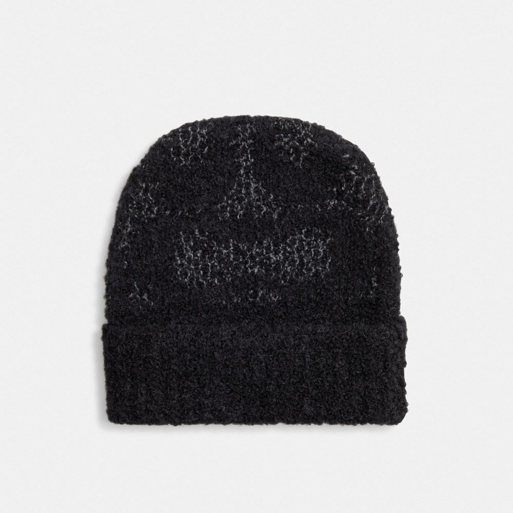 COACH®,Signature Knit Boucle Beanie,,Front View