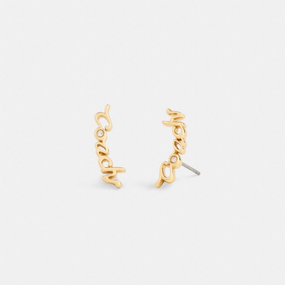 COACH®,Coach Script Crawler Earrings,,Front View