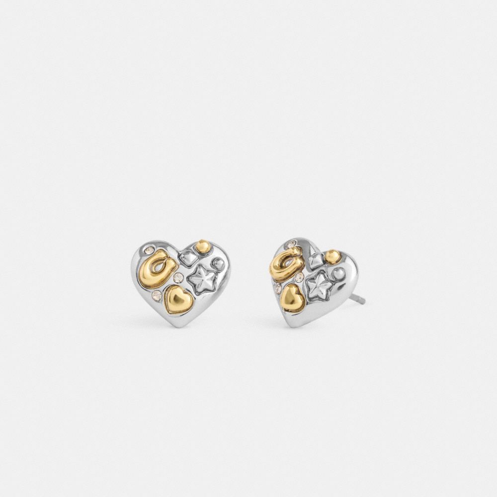 COACH®,Hearts Stud Earrings,,Front View