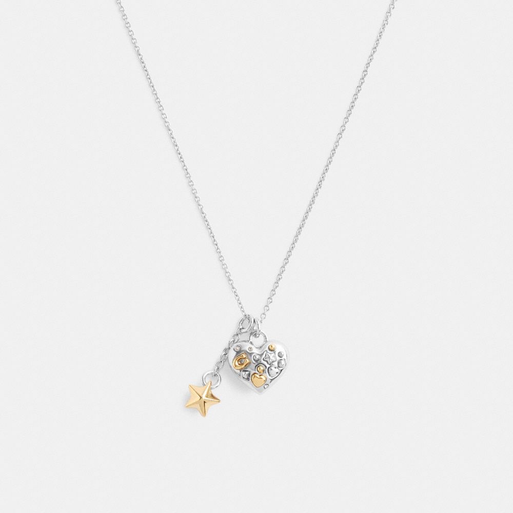 Coach Outlet Hearts And Stars Pendant Necklace In Yellow