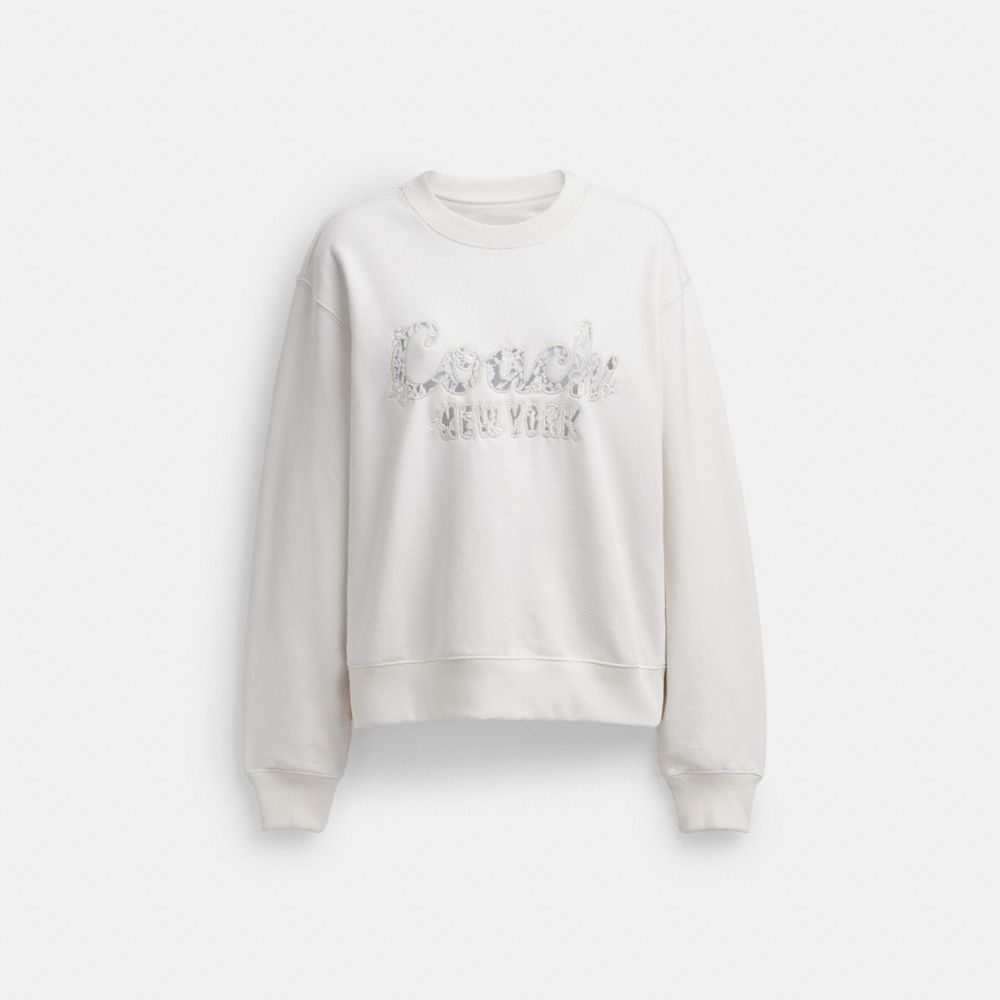 Shop Coach Cursive  Embroidered Sweatshirt In White