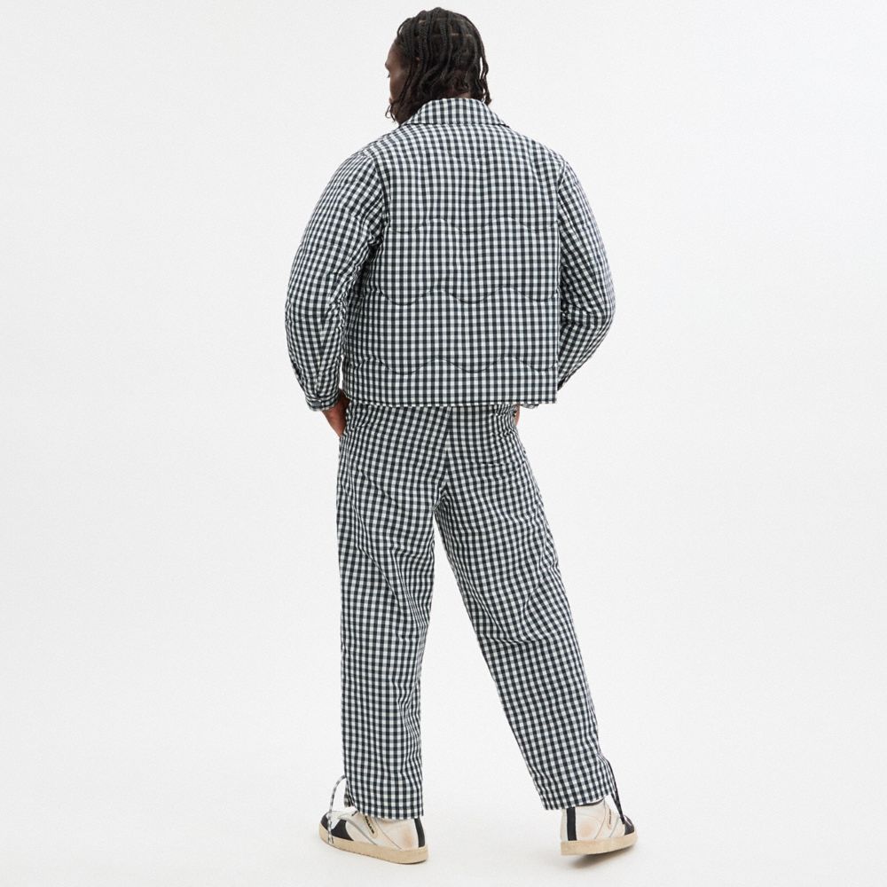 Coach Topia Loop Gingham Quilted Jacket In Black/cloud