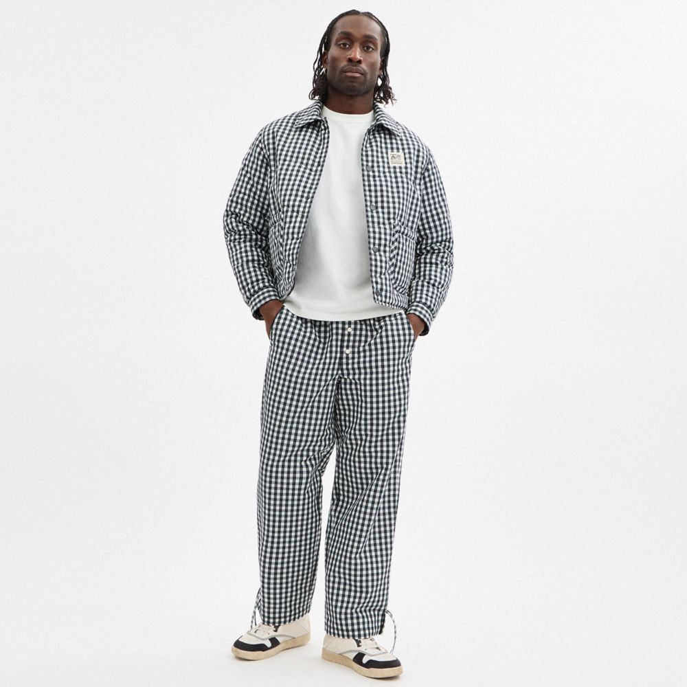 Coach Topia Loop Gingham Quilted Jacket In Black/cloud