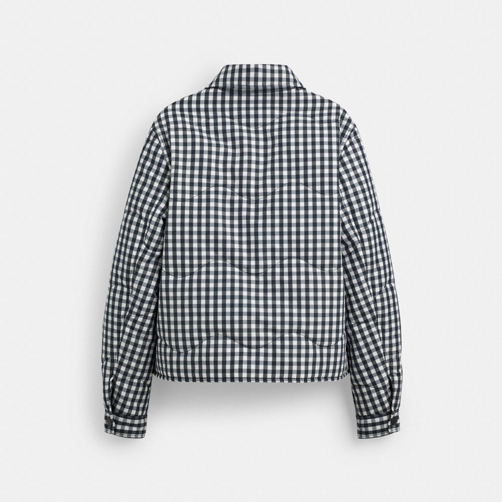 Coach Topia Loop Gingham Quilted Jacket In Black/cloud