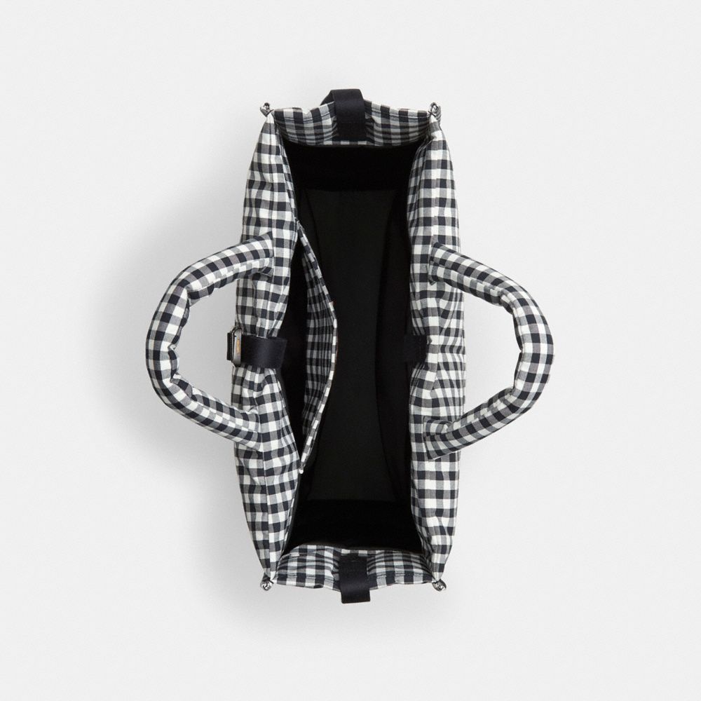 Coach Topia Loop Tote In Recycled Polyester With Gingham Pattern In Black/white Gingham