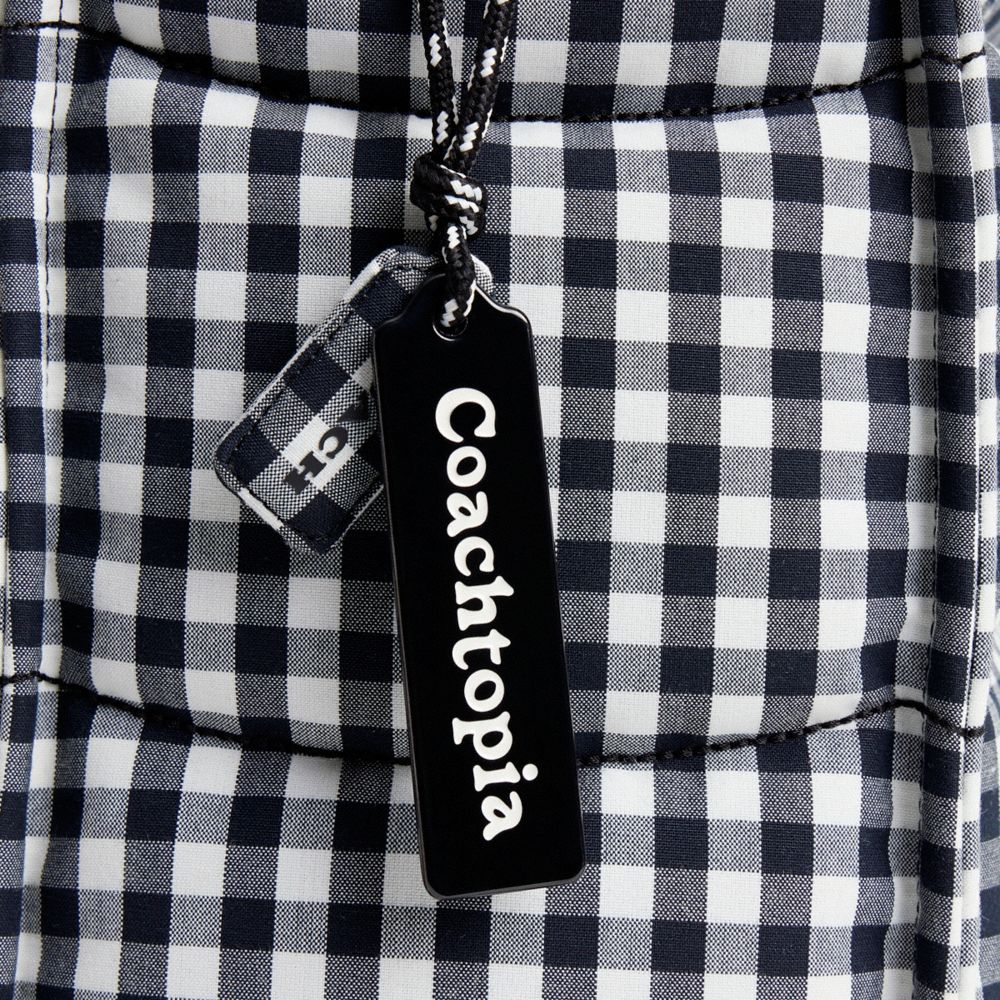Coach Topia Loop Tote In Recycled Polyester With Gingham Pattern In Black/white Gingham