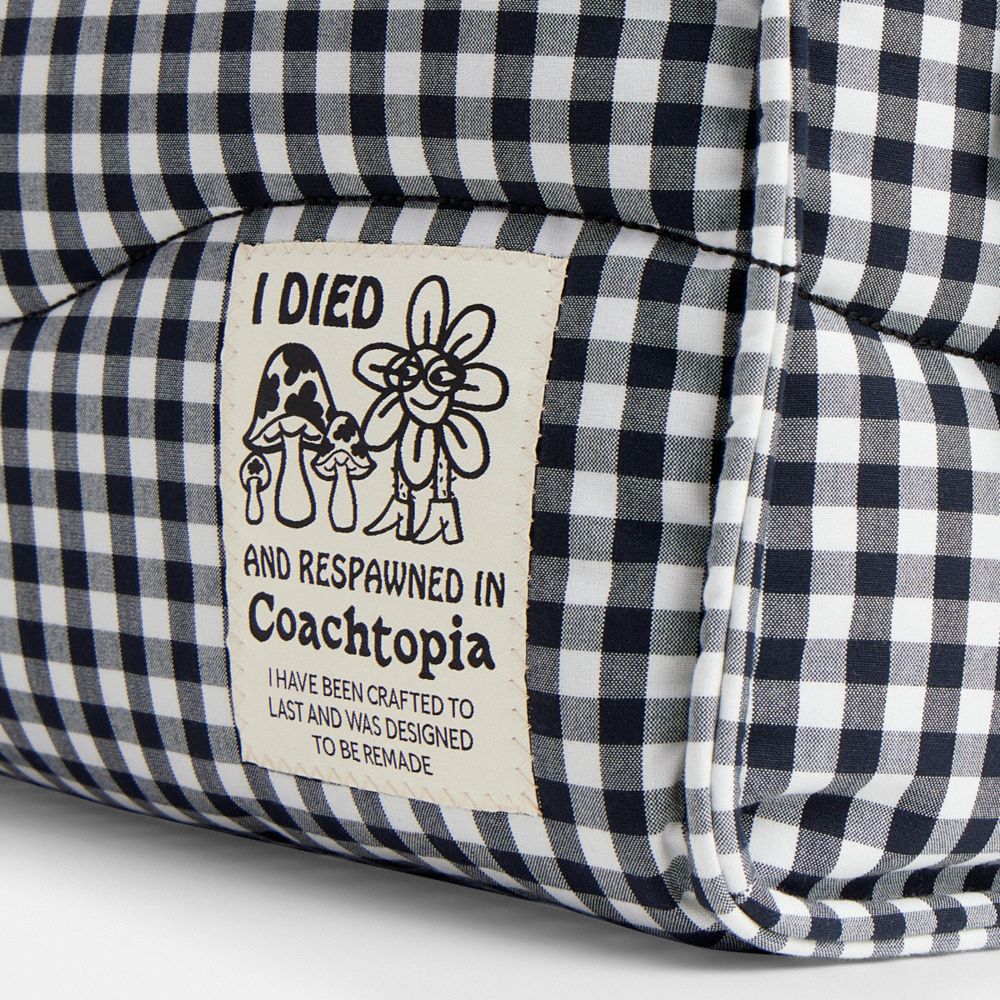 Coach Topia Loop Tote In Recycled Polyester With Gingham Pattern In Black/white Gingham