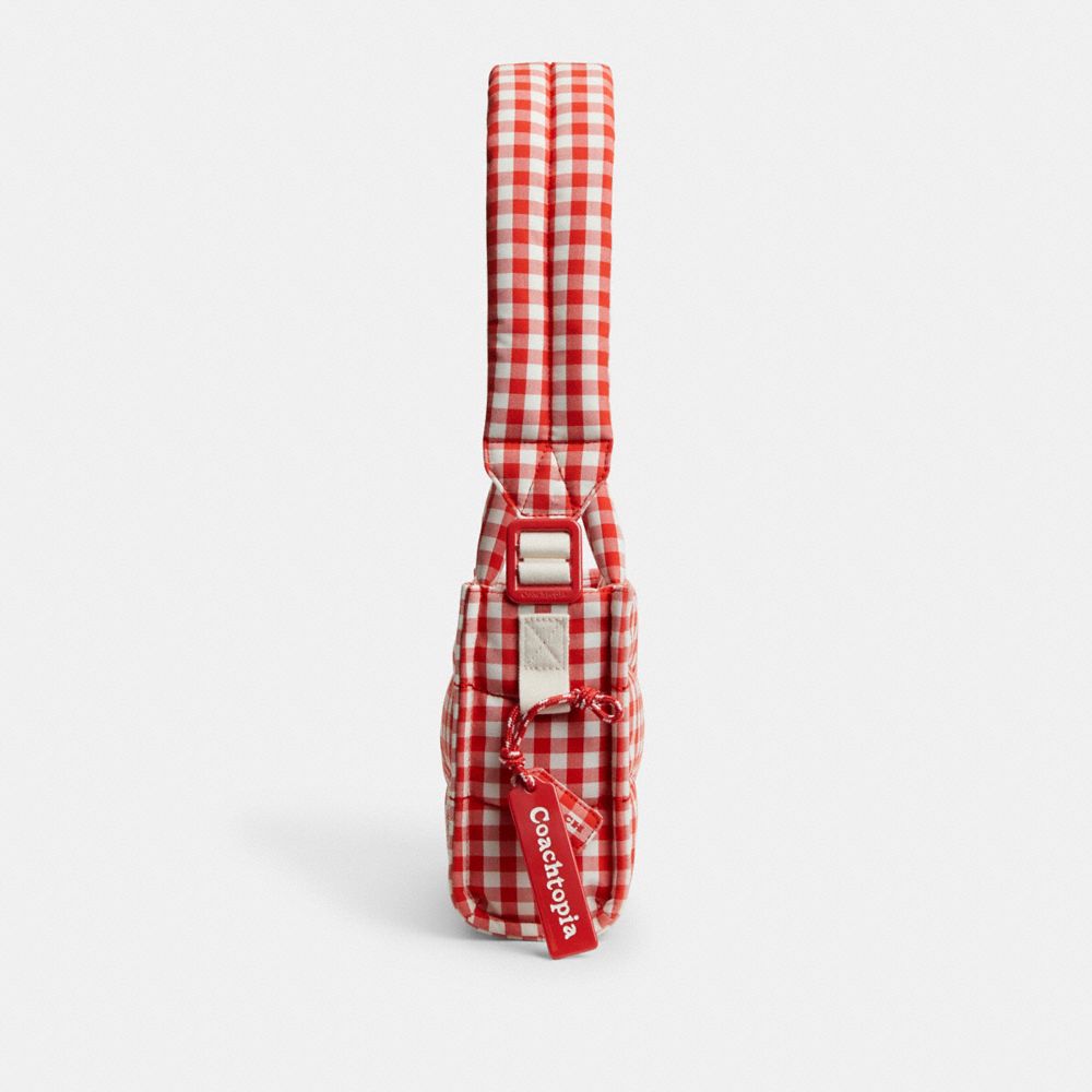 Coach Topia Loop Mini Tote In Recycled Polyester With Gingham Pattern In Red/white Gingham