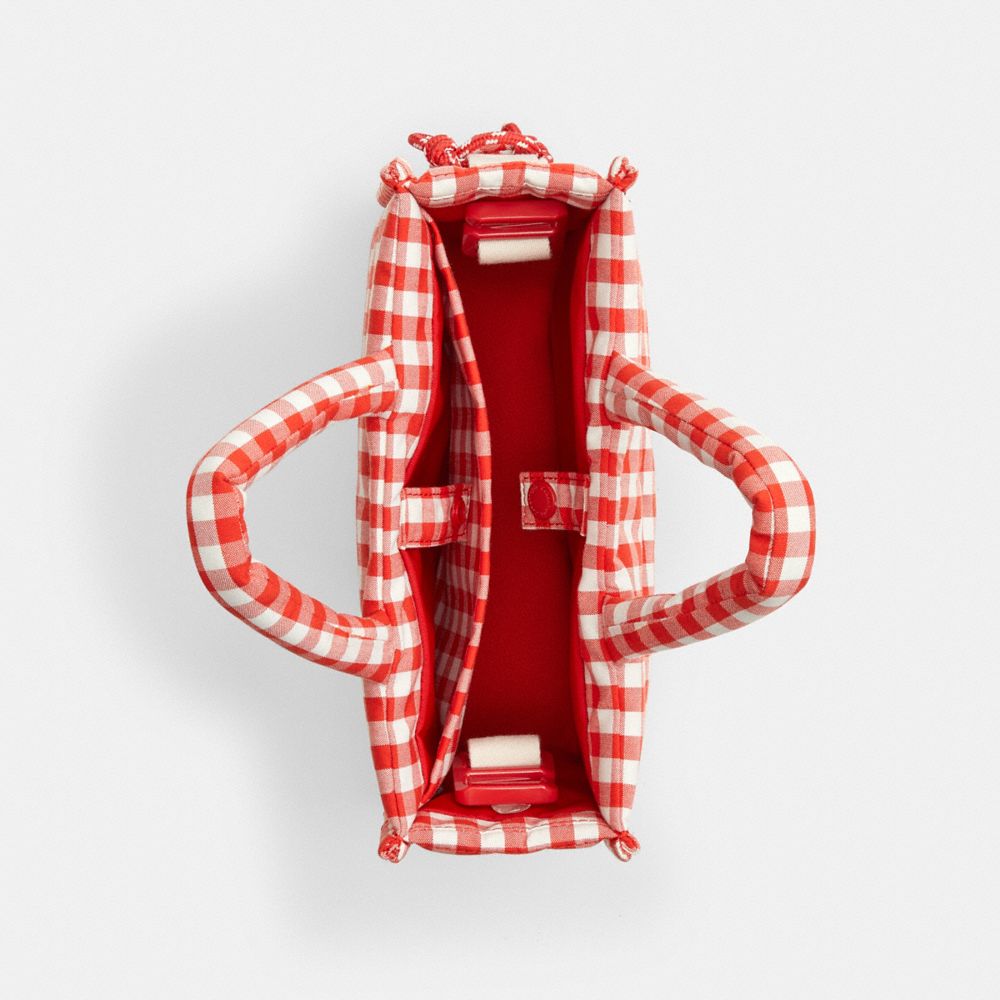 Coach Topia Loop Mini Tote In Recycled Polyester With Gingham Pattern In Red/white Gingham