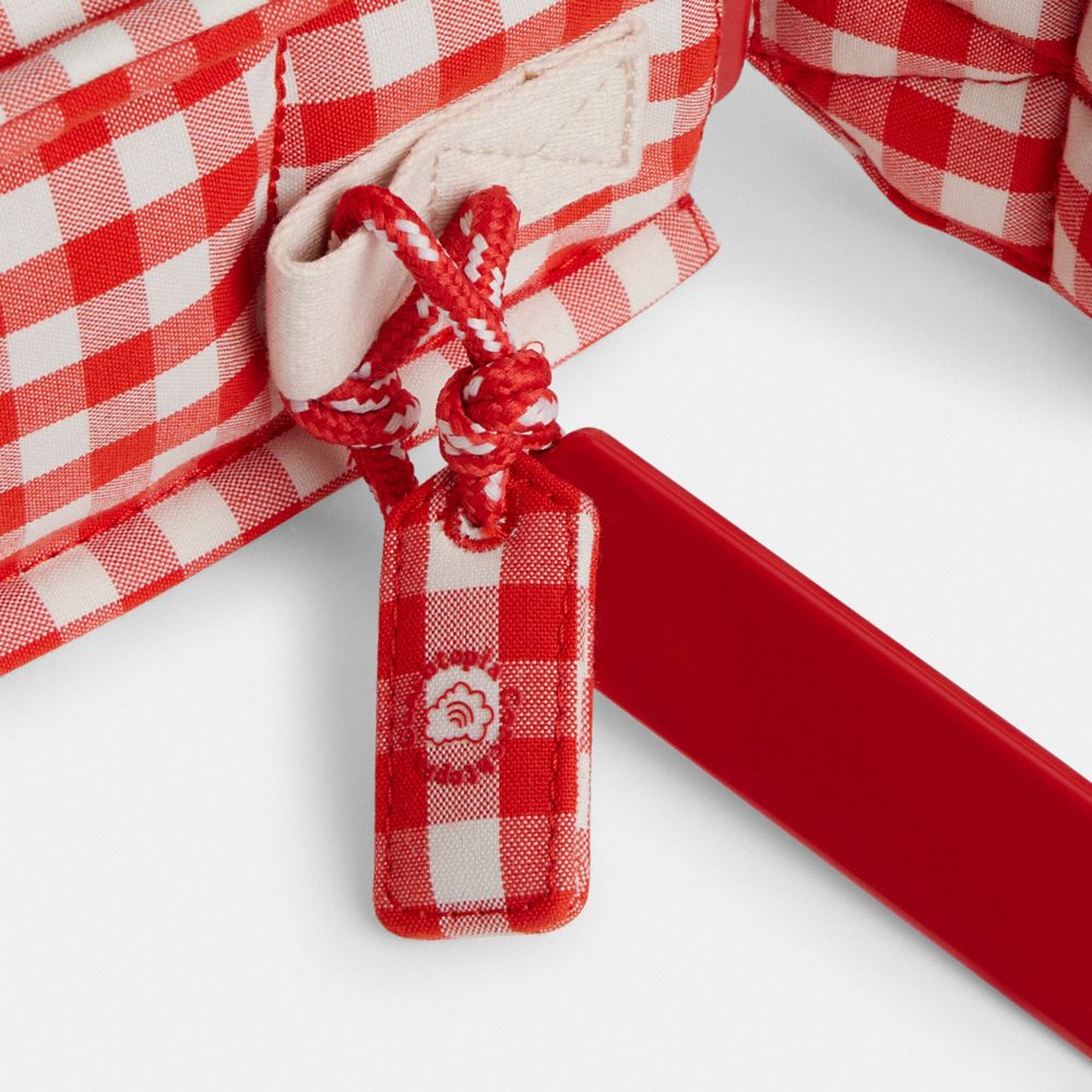 Coach Topia Loop Mini Tote In Recycled Polyester With Gingham Pattern In Red/white Gingham