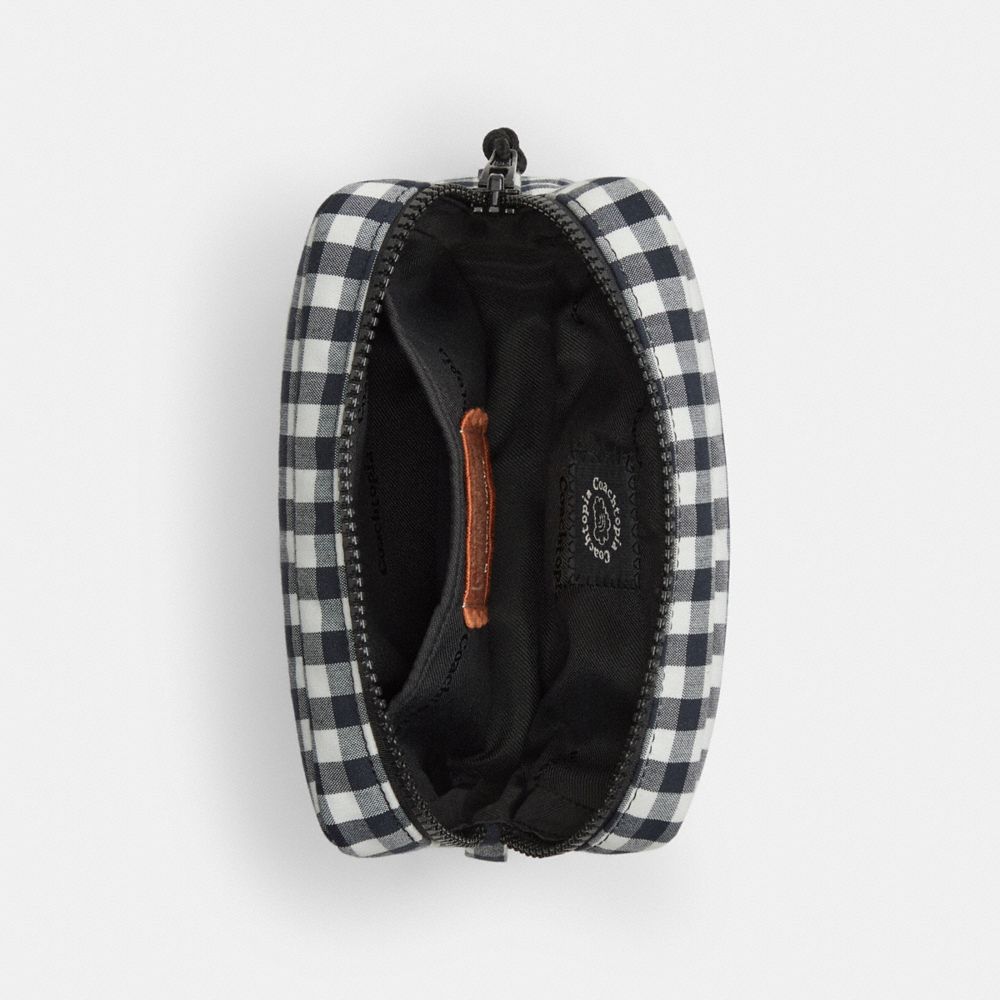 Coach Topia Loop Pouch In Recycled Polyester With Gingham Pattern In Black/white Gingham