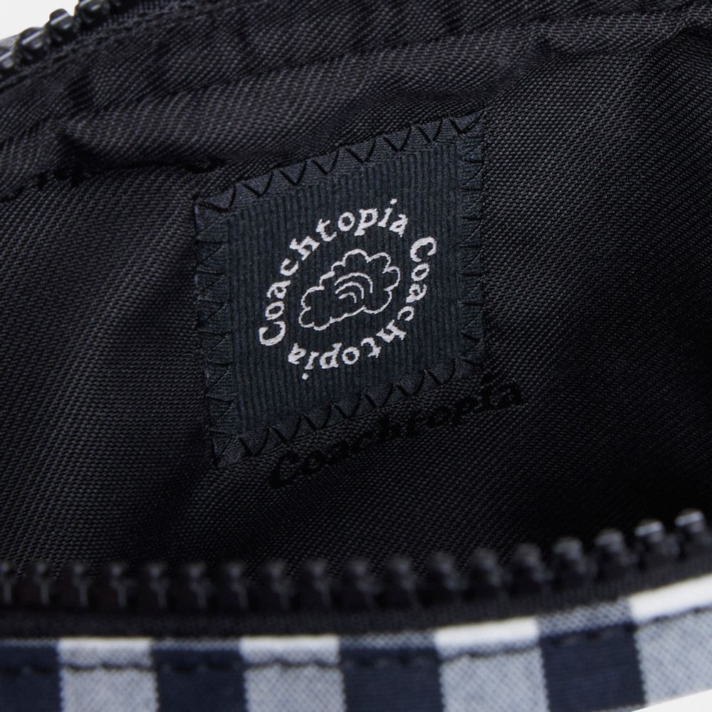 Coach Topia Loop Pouch In Recycled Polyester With Gingham Pattern In Black/white Gingham