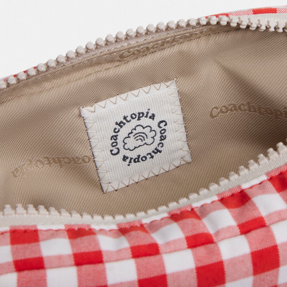 Coach Topia Loop Pouch In Recycled Polyester With Gingham Pattern In Red/white Gingham