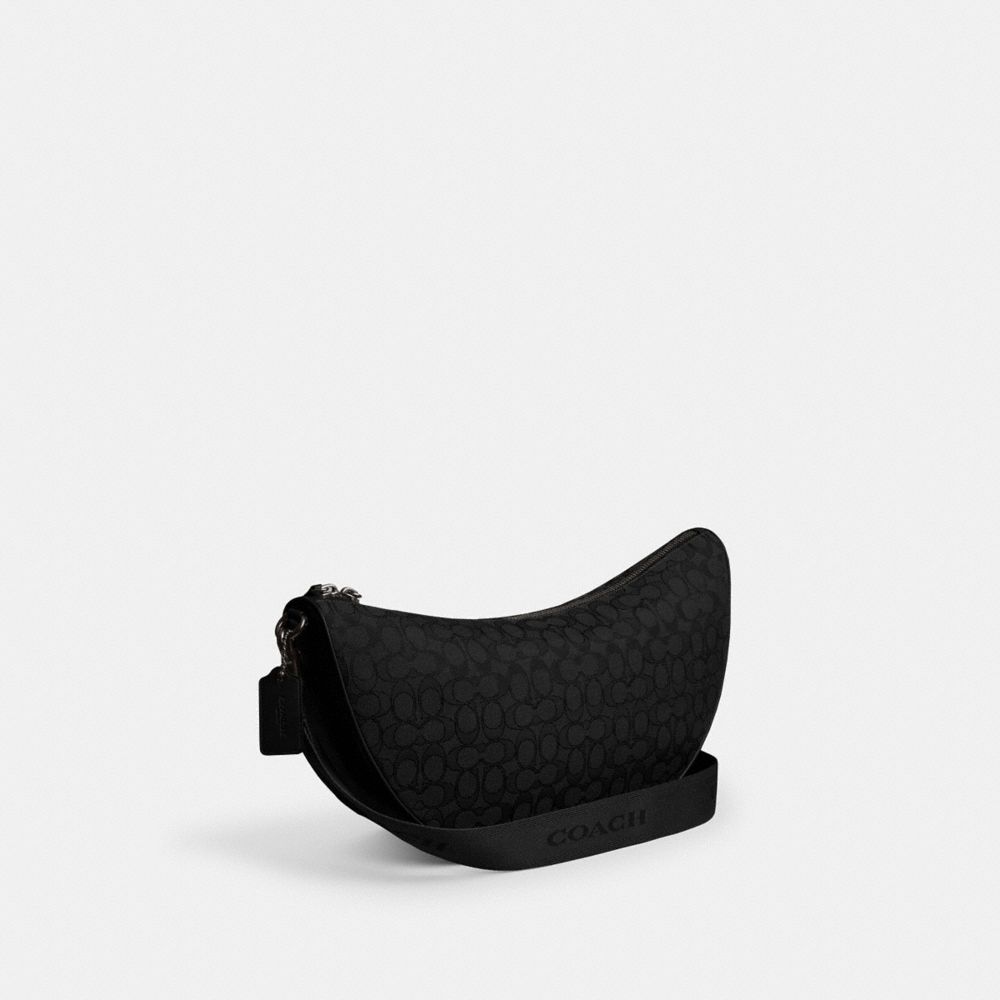 Coach Hall Soft Sling Bag 45 In Signature Jacquard In Black