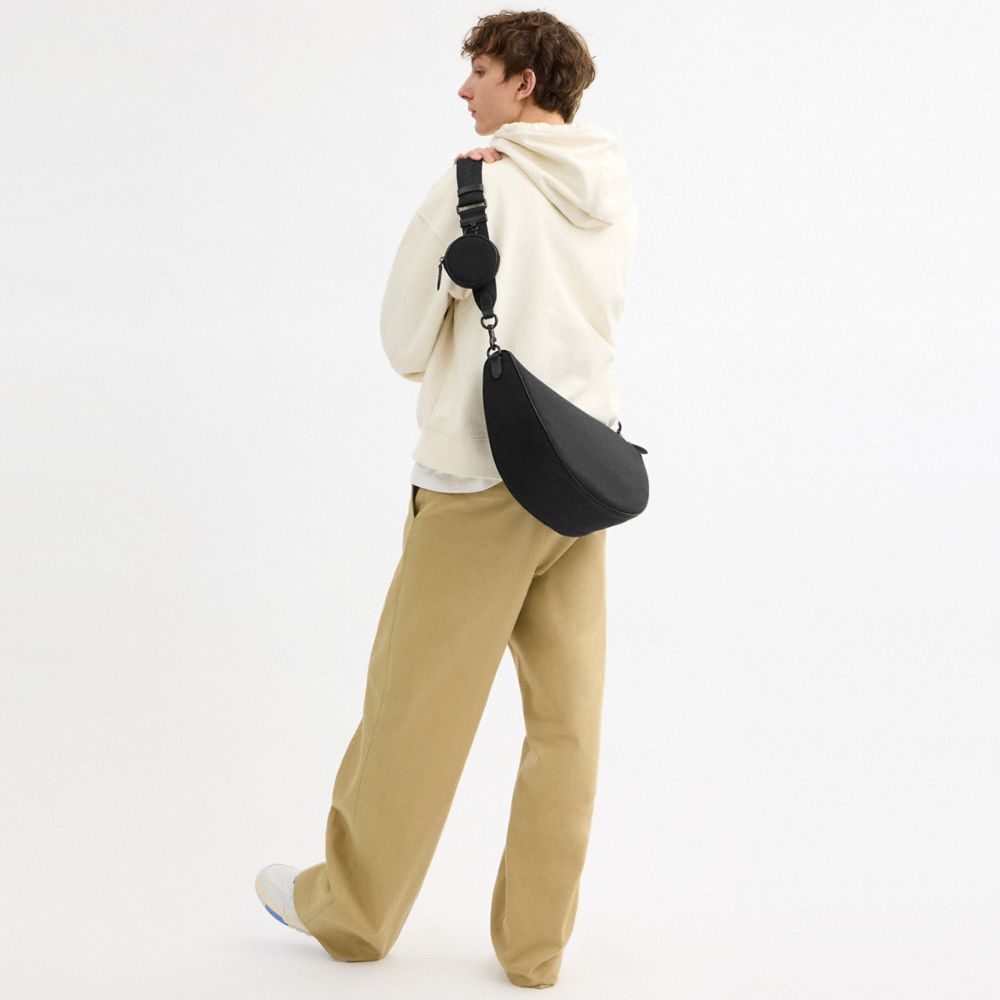 Coach Hall Soft Sling Bag 45 In Signature Jacquard In Black