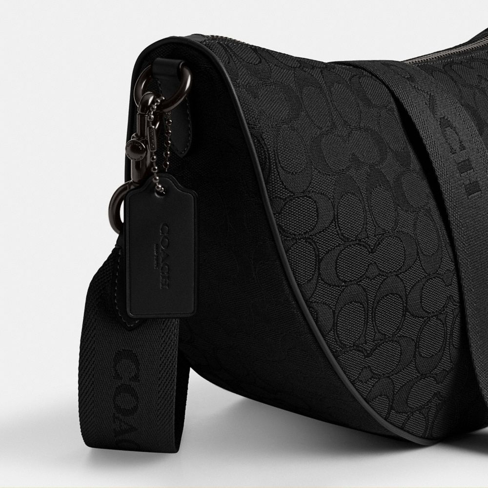 Coach Hall Soft Sling Bag 45 In Signature Jacquard In Black
