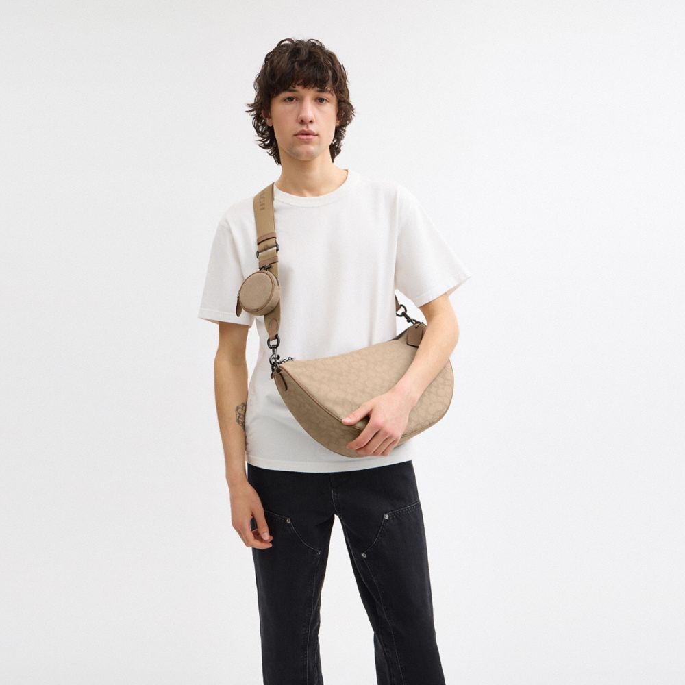 COACH®,Hall Soft Sling Bag 45 In Signature Jacquard,Recycled Polyester,Crossbody,Sustainable,Casual,,Detail View
