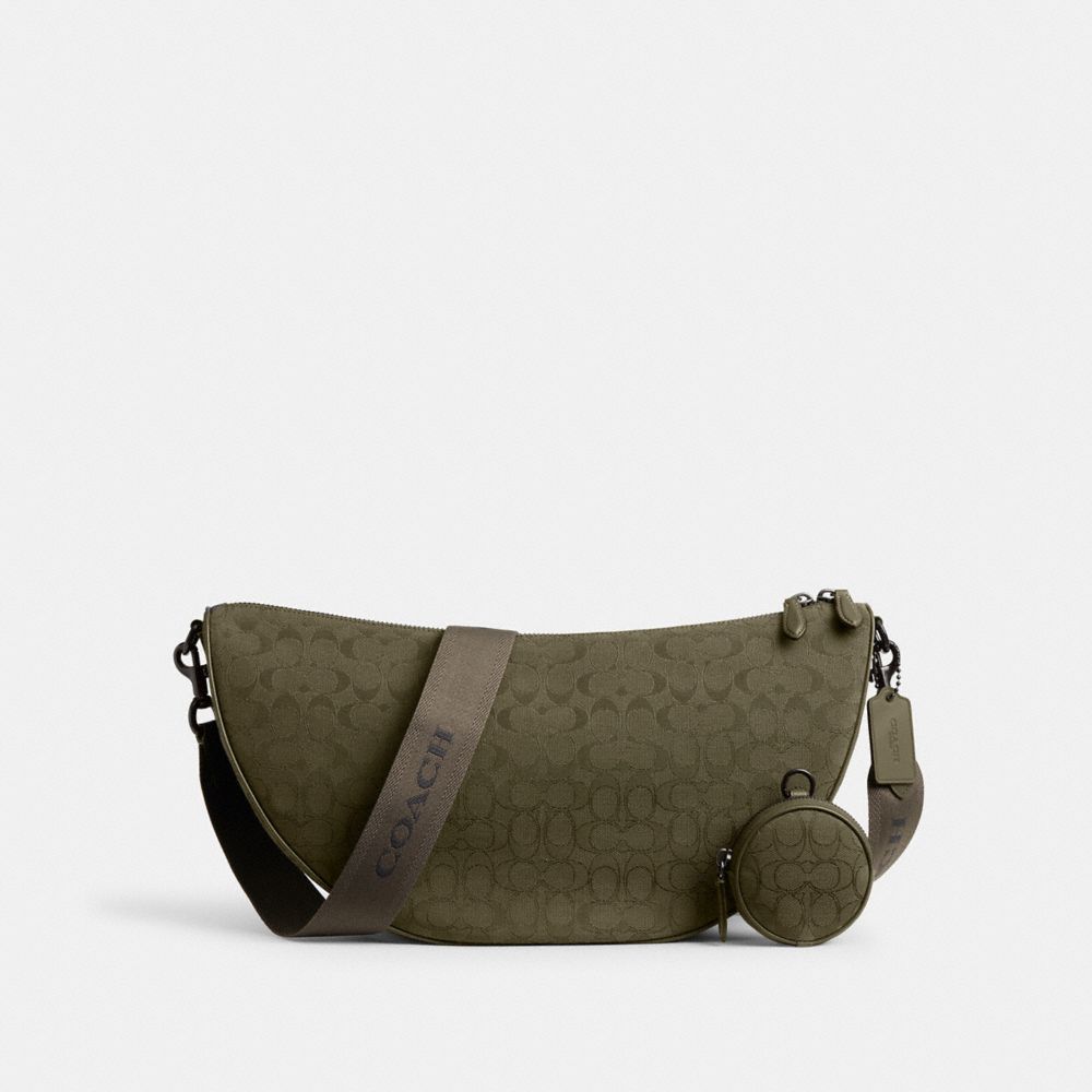 Coach Hall Soft Sling Bag 45 In Signature Jacquard In Olive Drab