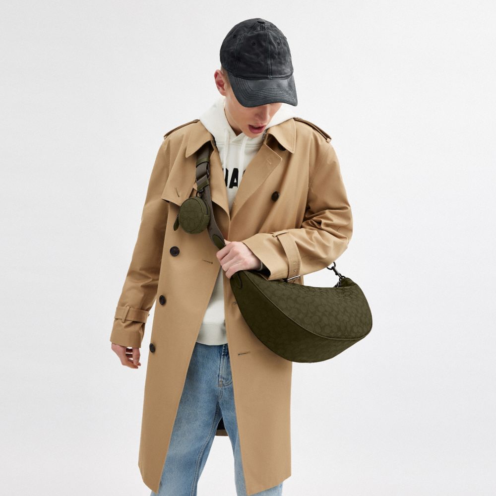 Coach Hall Soft Sling Bag 45 In Signature Jacquard In Olive Drab