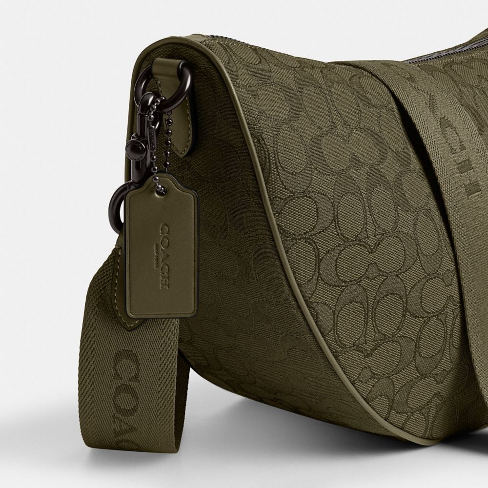 Coach Hall Soft Sling Bag 45 In Signature Jacquard In Olive Drab
