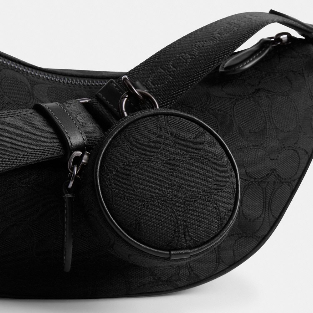 Coach Hall Soft Sling Bag In Signature Jacquard In Black
