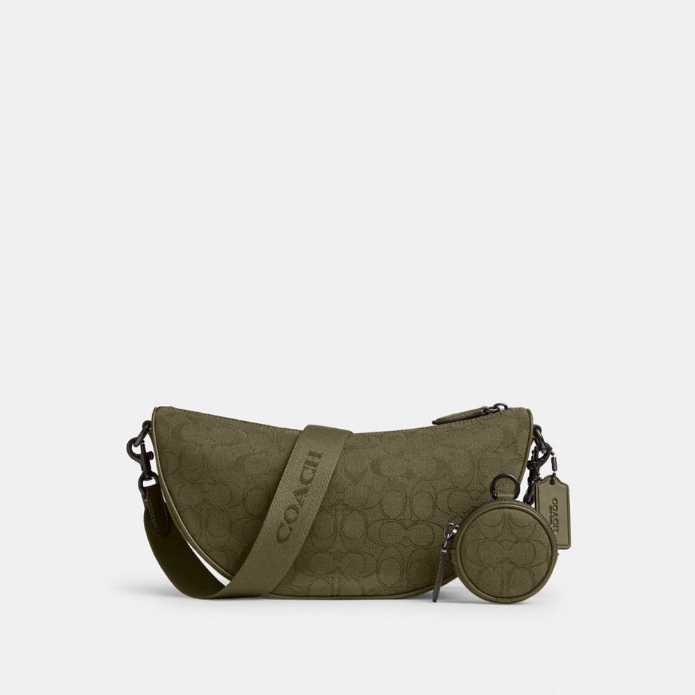 Coach Hall Soft Sling Bag In Signature Jacquard In Olive Drab