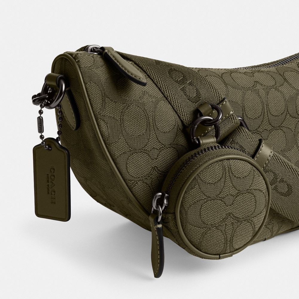Coach Hall Soft Sling Bag In Signature Jacquard In Olive Drab