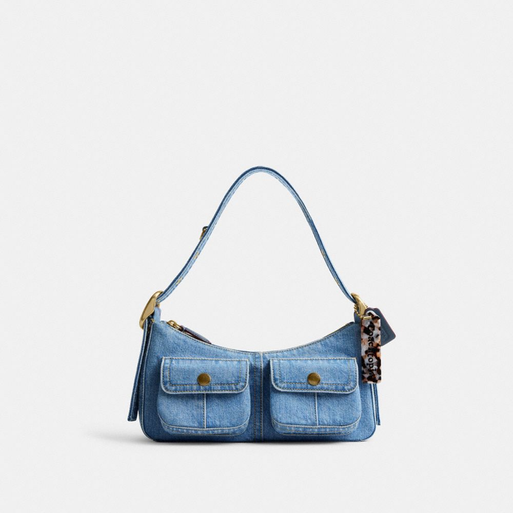 Coach Cargo Shoulder Bag In Upcrafted Denim In Blue