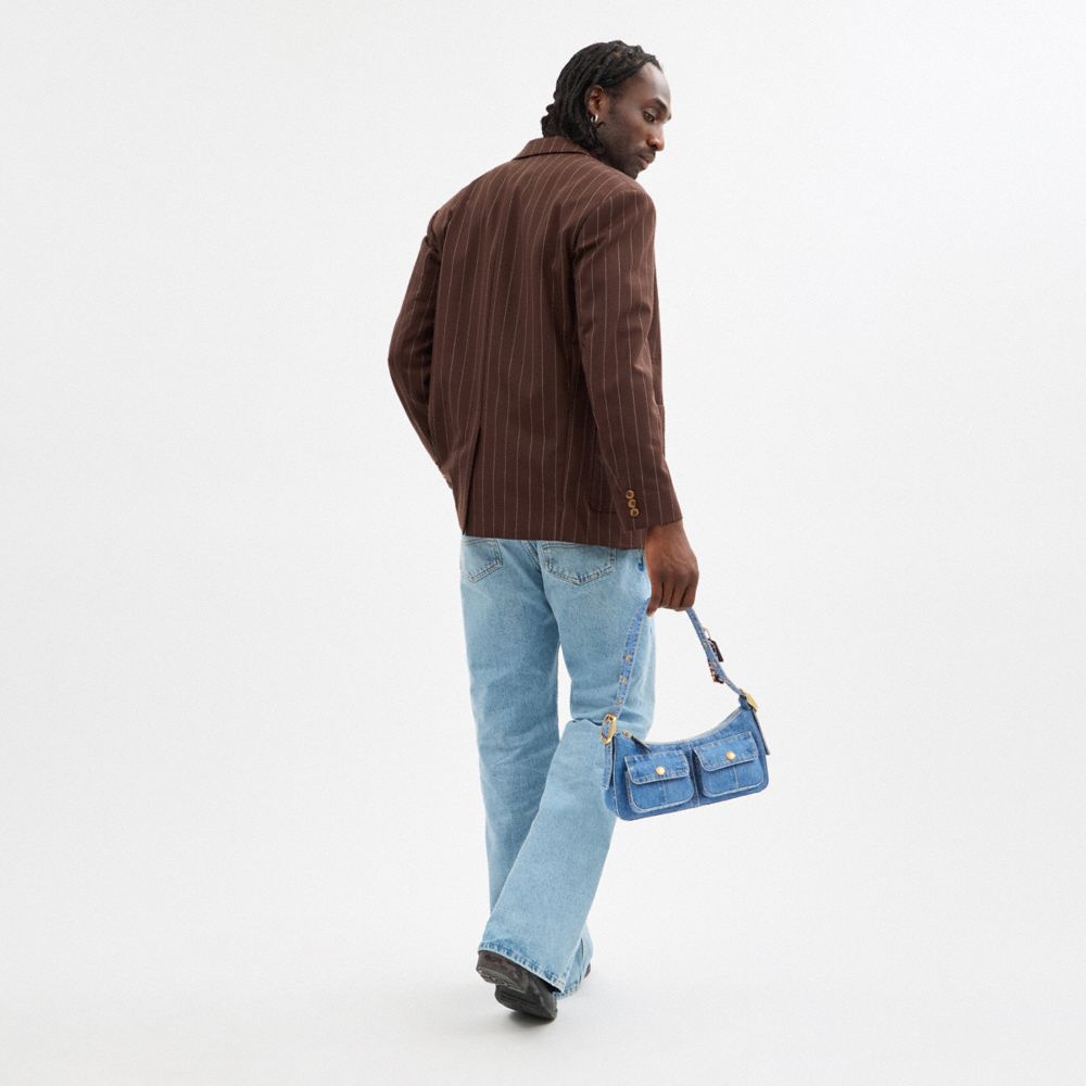 Coach Cargo Shoulder Bag In Upcrafted Denim In Blue