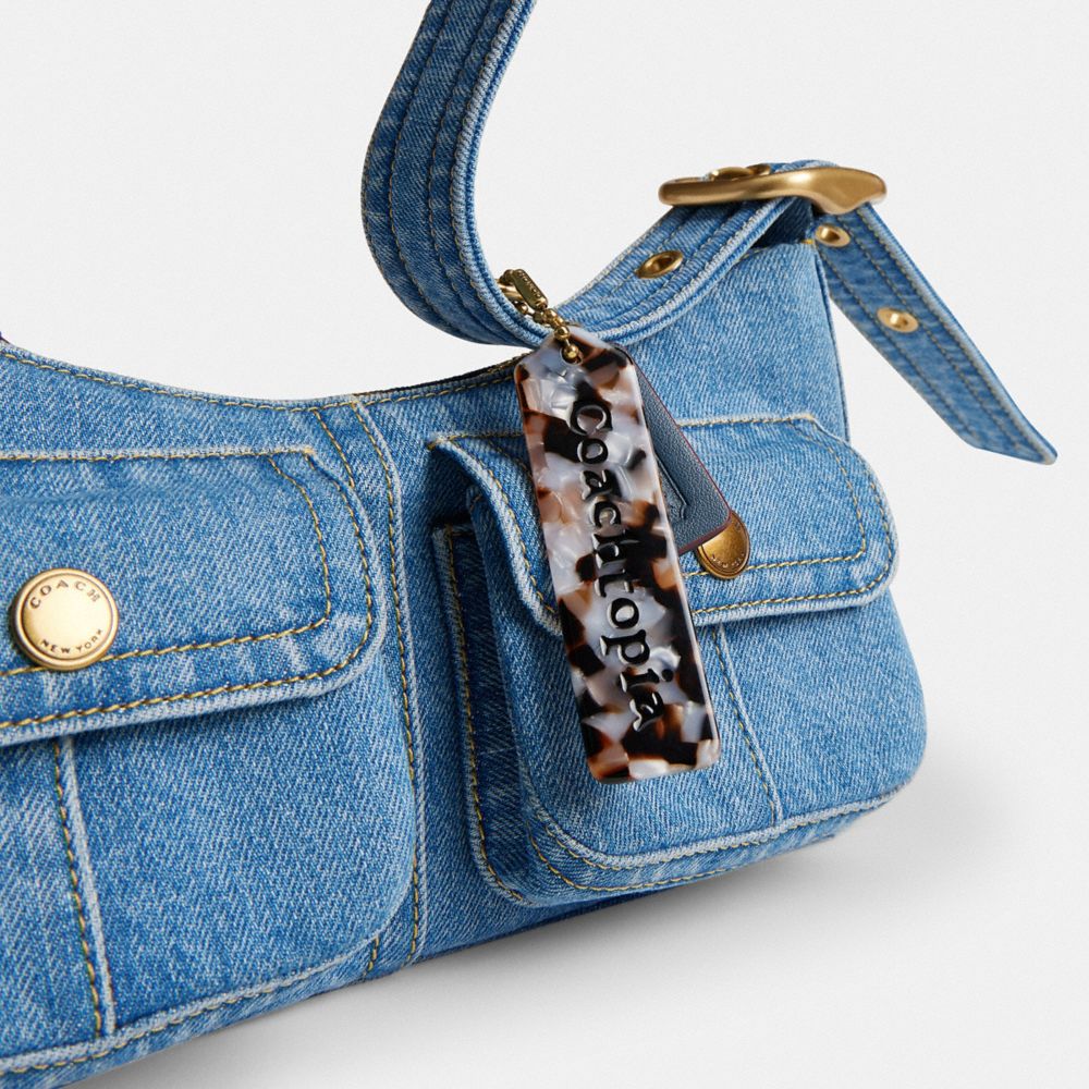 Coach Cargo Shoulder Bag In Upcrafted Denim In Blue