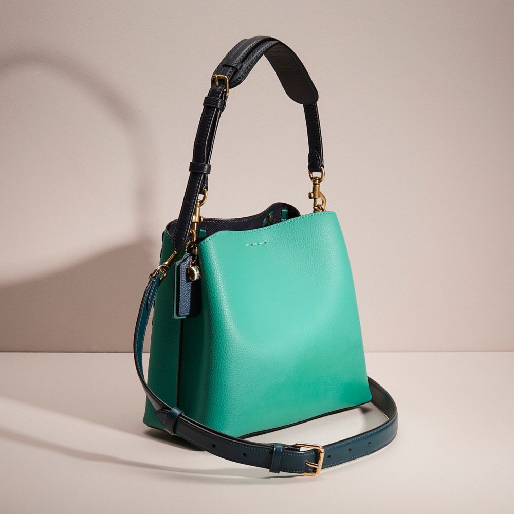 COACH®,Upcrafted Willow Bucket Bag In Colorblock,,Angle View