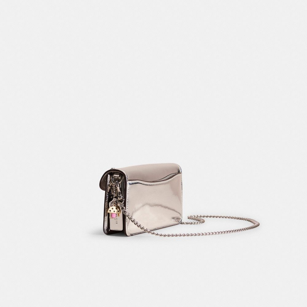 COACH®,Upcrafted Tabby Crossbody In Silver Metallic,Clutch,Wristlet,Studded,Metal,Logo,Sustainable,Set,Casual,Silver,Metallic,Angle View