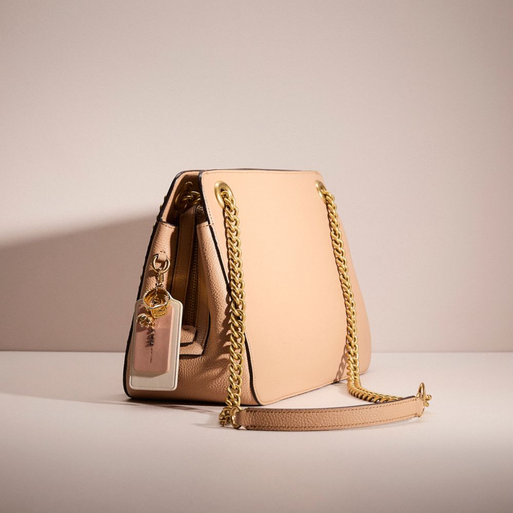 COACH®,Upcrafted Bryant Convertible Carryall,Shoulder Bag,Applique,Logo,Metal,Grommet,Set,Day Party,Beige,Angle View