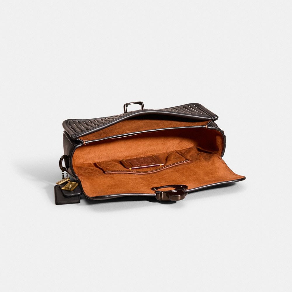 COACH®,Upcrafted Studio Bag 20,Shoulder Bag,Bead Embellishment,Logo,Metal,Pen Holder,Set,Casual,Black,Inside View,Top View