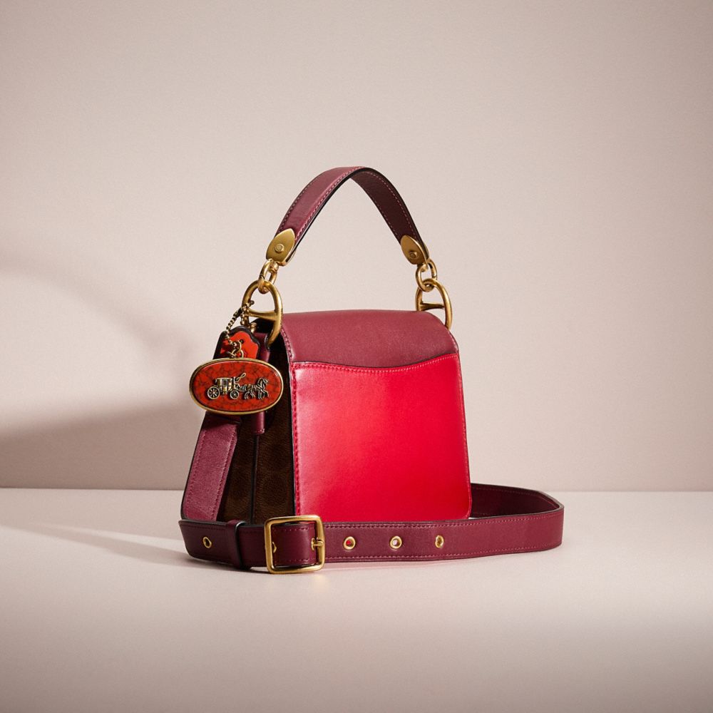 COACH®,Upcrafted Beat Shoulder Bag 18 In Signature Canvas,Crossbody,Logo,Metal,Mixed Media,Pattern,Color Block,Set,Compact...,Maroon,Angle View