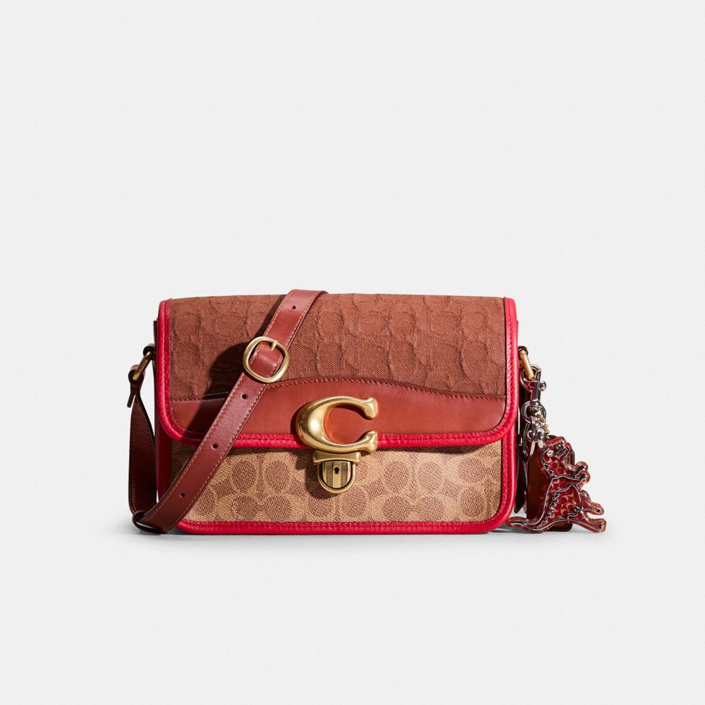 COACH®,Upcrafted Studio Shoulder Bag In Signature Canvas,Multi Color,Front View