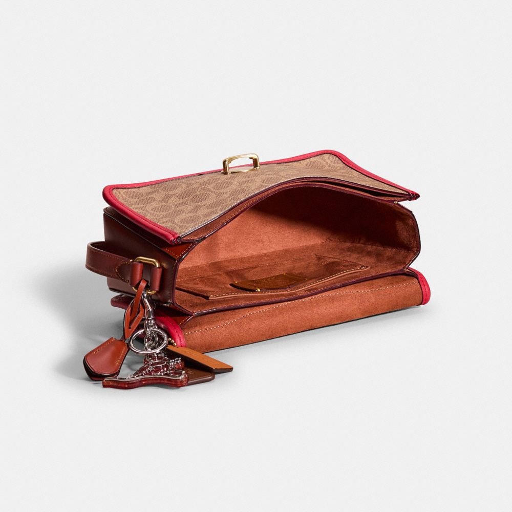 COACH®,Upcrafted Studio Shoulder Bag In Signature Canvas,Shoulder Bag,Piping,Embossed,Color Block,Mixed Media,Set,Pen Hold...,Multi Color,Inside View,Top View