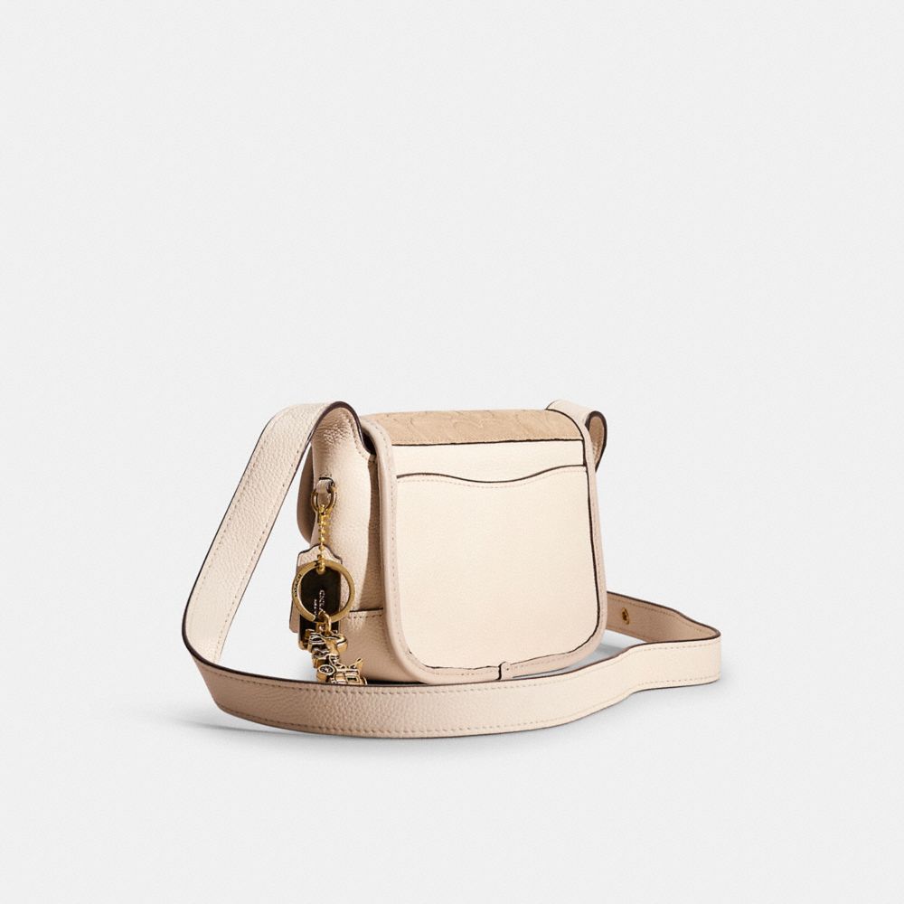 COACH®,Upcrafted Tabby Messenger 19,Crossbody,Color Block,Mixed Media,Compact,Set,Casual,Cream,Angle View