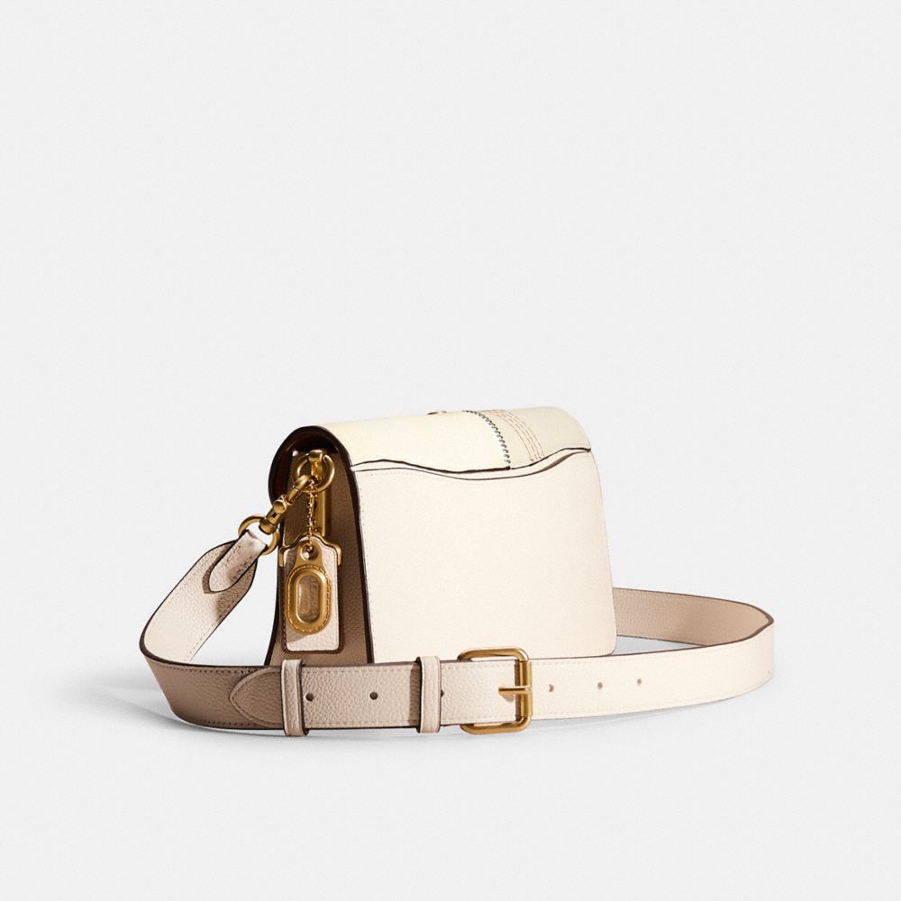 COACH®,Upcrafted Tabby Shoulder Bag 26,Leather,Shoulder Bag,Logo,Metal,Studded,Sustainable,Brass,Day Party,Cream,Angle View