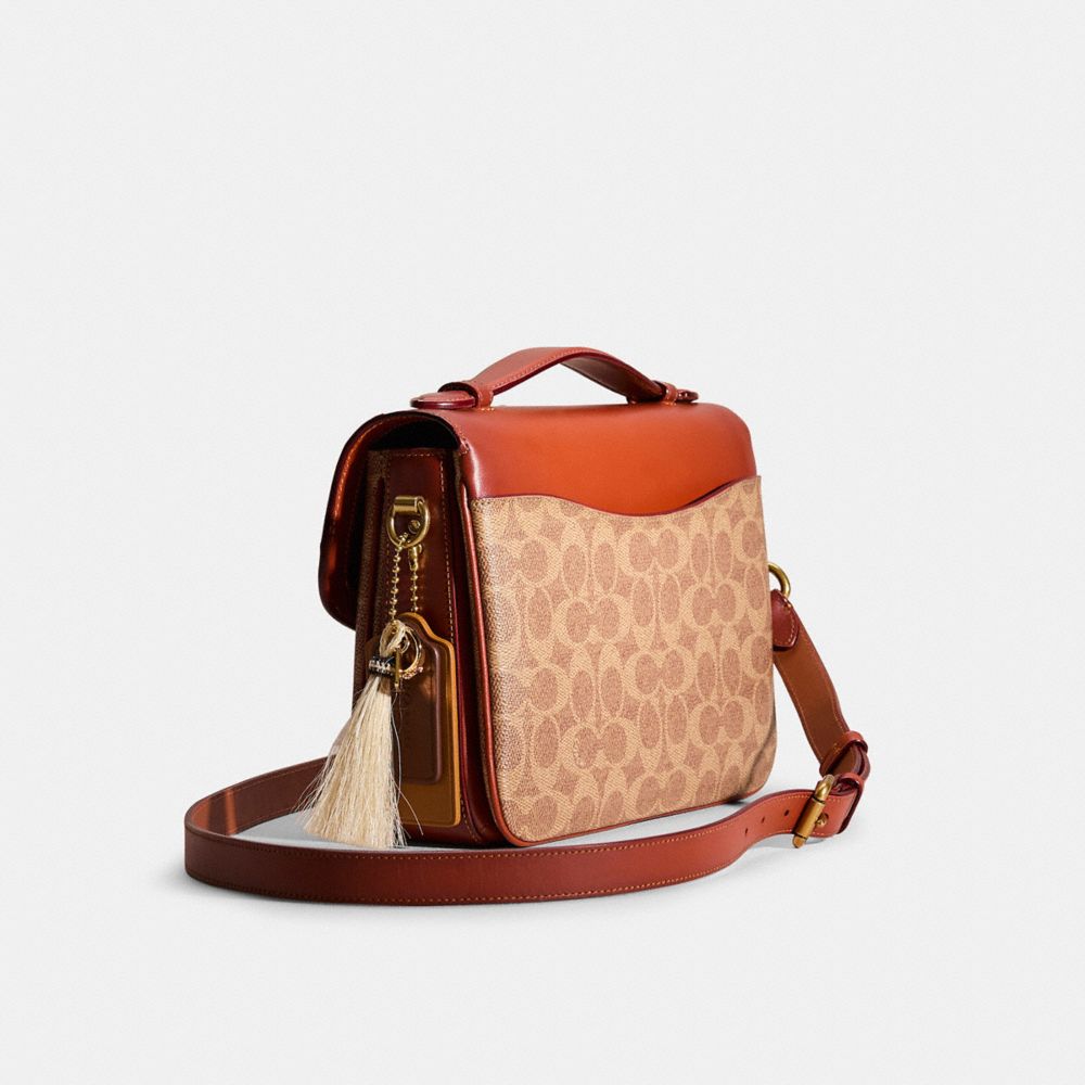 COACH®,Upcrafted Cassie Crossbody In Signature Canvas,Crossbody,Perforated,Color Block,Patchwork,Set,Casual,Brown,Angle View