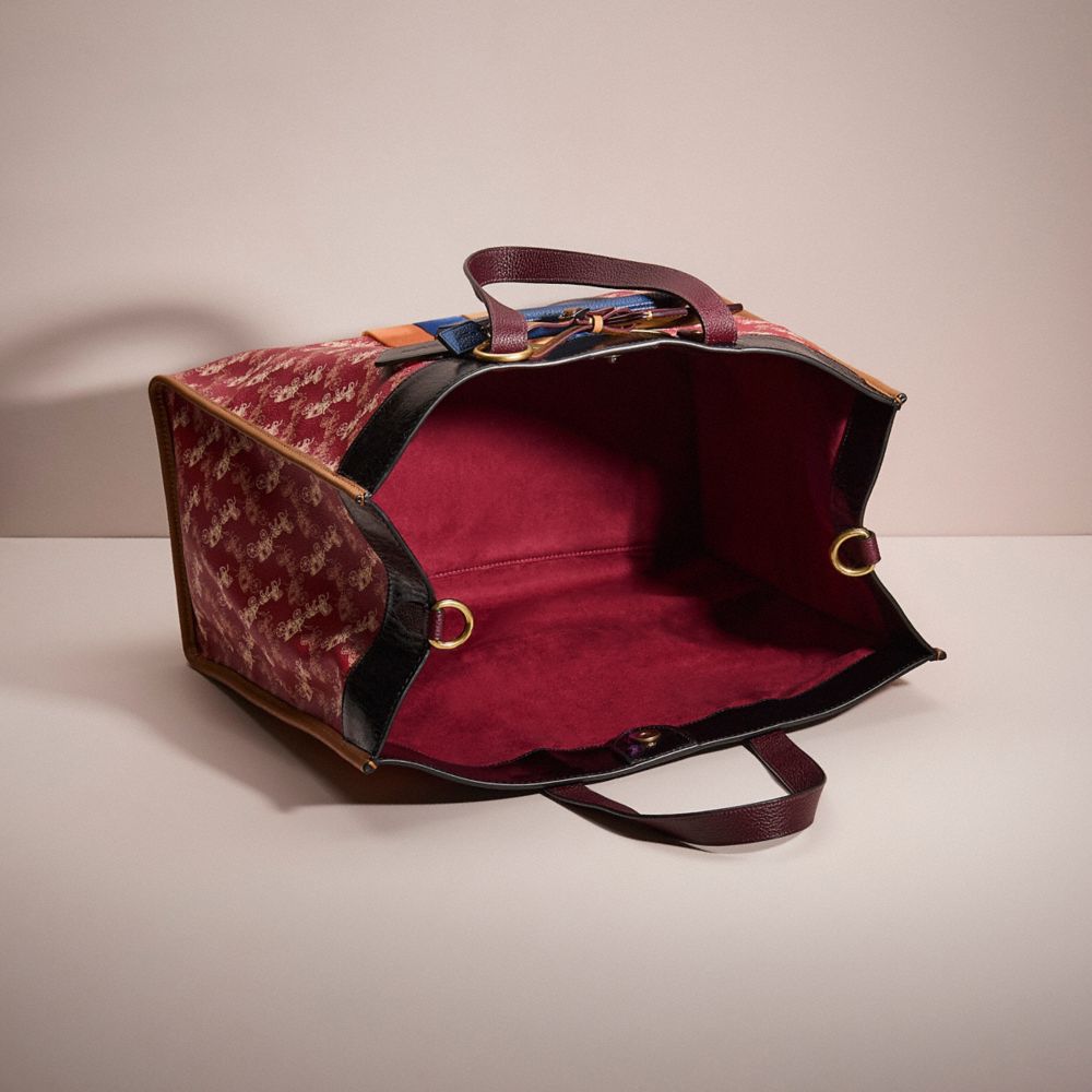 COACH®,Upcrafted Field Tote Bag 40 With Horse And Carriage Print And Varsity Stripe,,Inside View,Top View