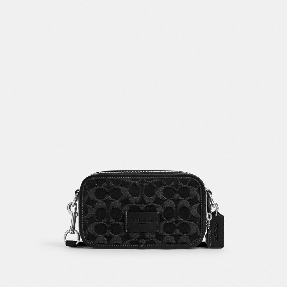 COACH®,Wyatt Crossbody Bag In Signature Denim,Black,Front View