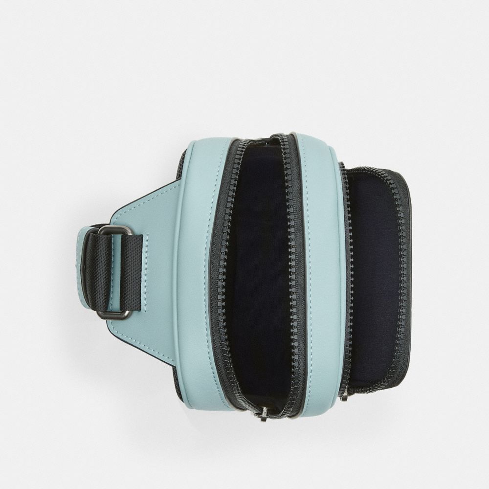 COACH®,Racer Sling Pack In Colorblock Signature Canvas,Calfskin Leather,Canvas,Slingback,Color Block,Adjustable,Mixed Meta...,Multi Color,Inside View,Top View