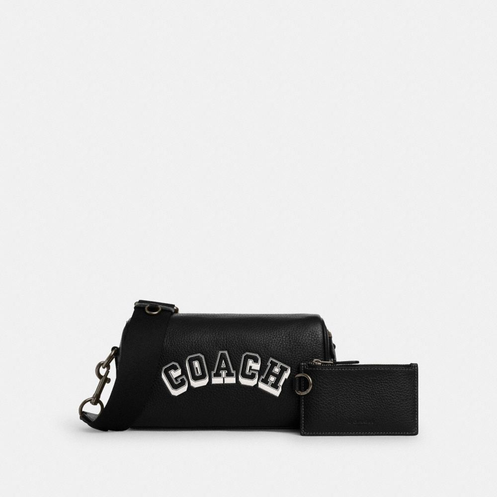 COACH®,アクセル クロスボディ バッグ・ヴァーシティ モチーフ,ﾌﾞﾗｯｸ ﾁｮｰｸ
